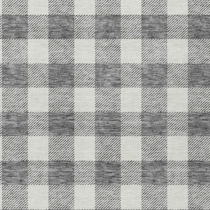 HomeRoots Plaid Transitional Rectangle Outdoor Rug