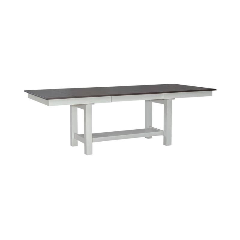 Brook Bay Textured White Carbon Gray Trestle Table Set