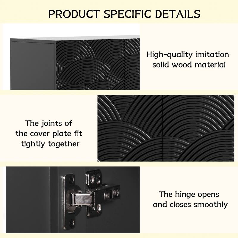 Sideboard Buffet Cabinet,4 Doors Modern Accent Storage Sideboard,Luxurious Floor Cabinet Buffet with Freestanding Anti Dumping