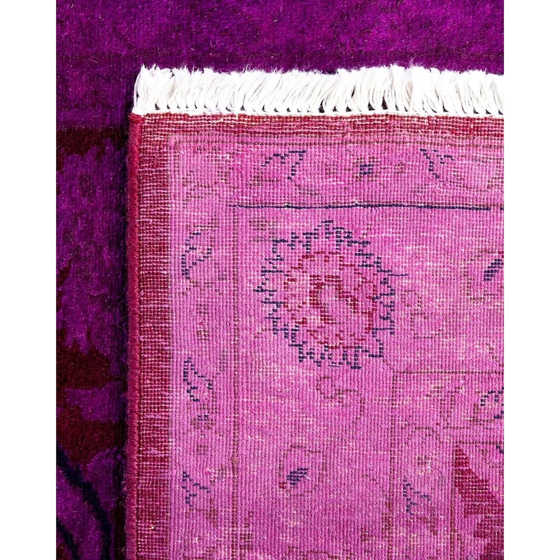 Fine Vibrance One-of-a-Kind Hand-Knotted Runner Rug - Purple, 2' 7" x 12' 9" - 2' 7" x 12' 9"
