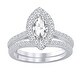 preview thumbnail 14 of 13, Auriya 1 1/2ctw Marquise Halo Diamond Engagement Ring Set 14k Gold