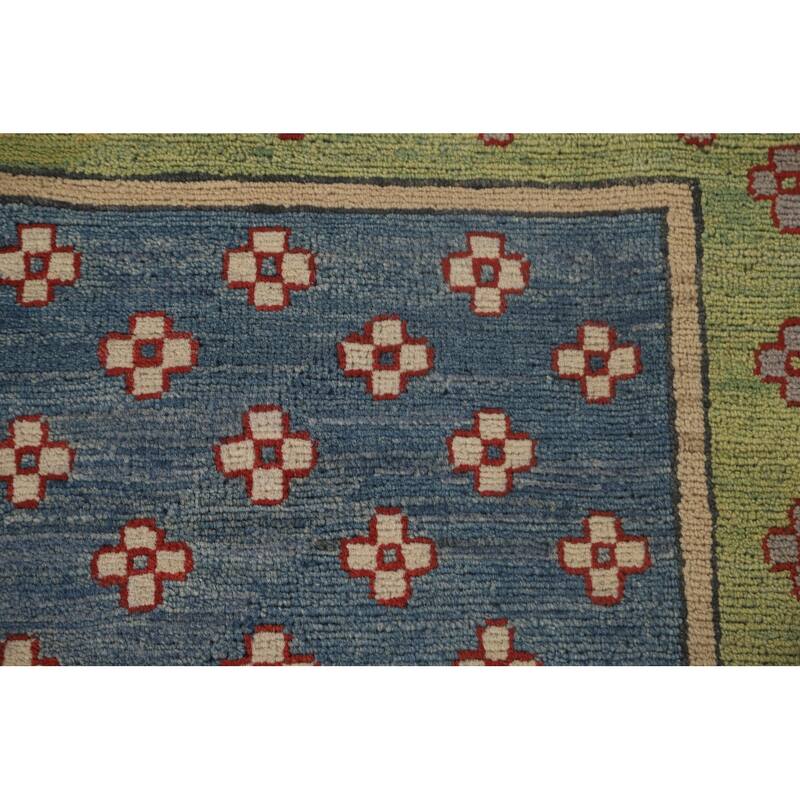 Light Green Kazak Oriental Area Rug Hand-Knotted Wool Carpet - 8'6"x 11'7"