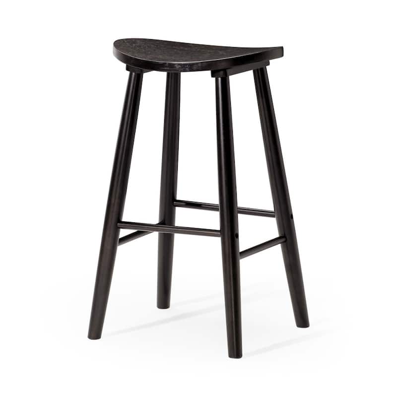 HomeRoots 30" Black Solid Wood Backless Bar Height Bar Chair