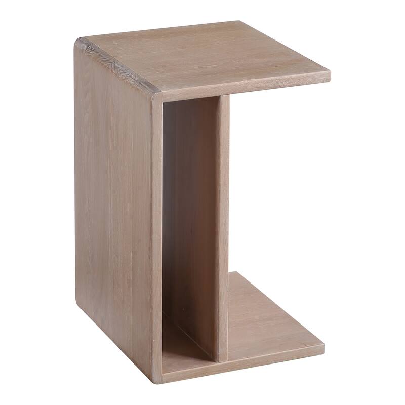 NADAAL STUDIOS Selene C Shaped Accent Table, Solid Walnut, Matte Finish, Rectangular, Brown