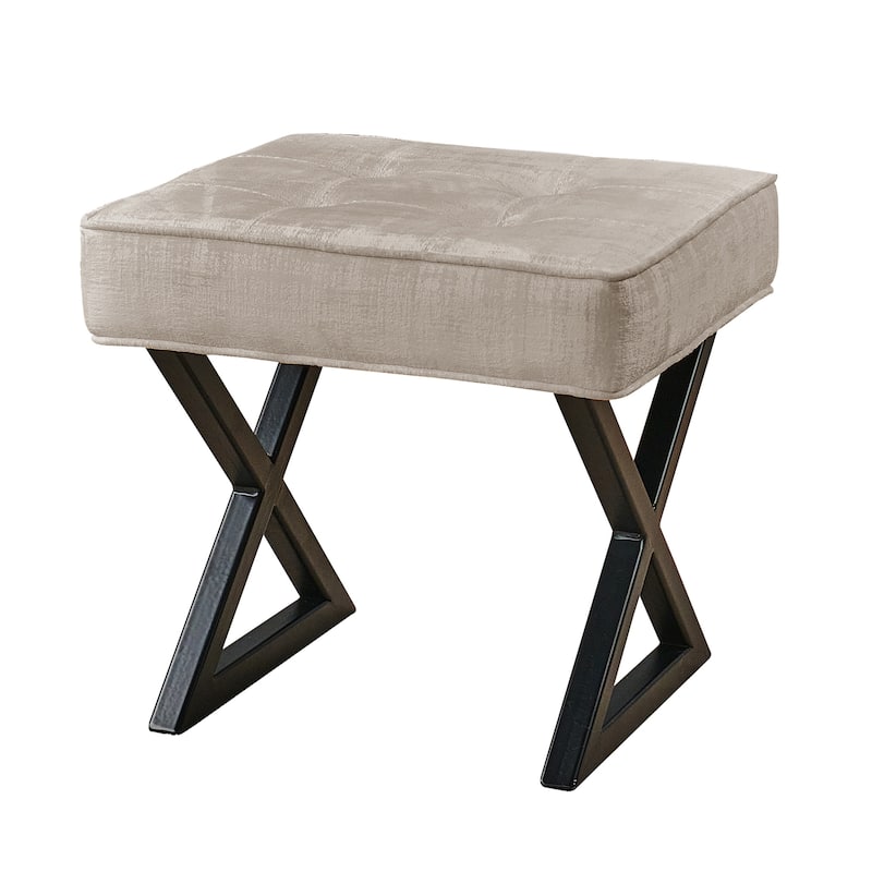 Textured Velvet Ottoman Vanity Stool 18"X18"X17"