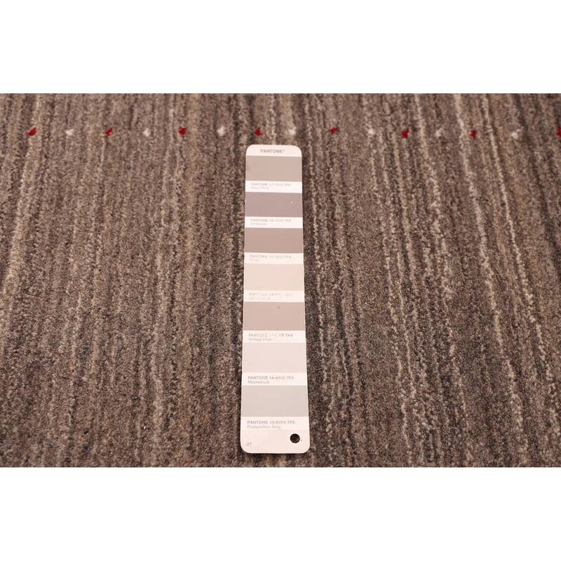 ECARPETGALLERY Hand Loomed Kashkuli Gabbeh Taupe Wool Rug - 7'10 x 9'9