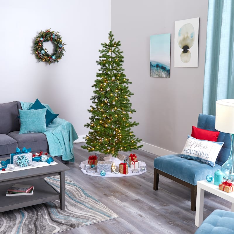 6.5ft. Spruce Artificial Christmas Tree with 200 Warm Multifunction LED Lights and 265 Branches - Festive X-Mas Glow