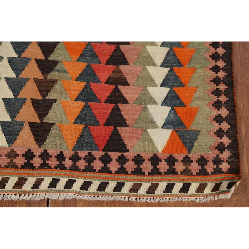 Kilim Qashqai Persian Vintage Rug Hand-Woven Tribal Wool Carpet - 3'10"x 6'8"