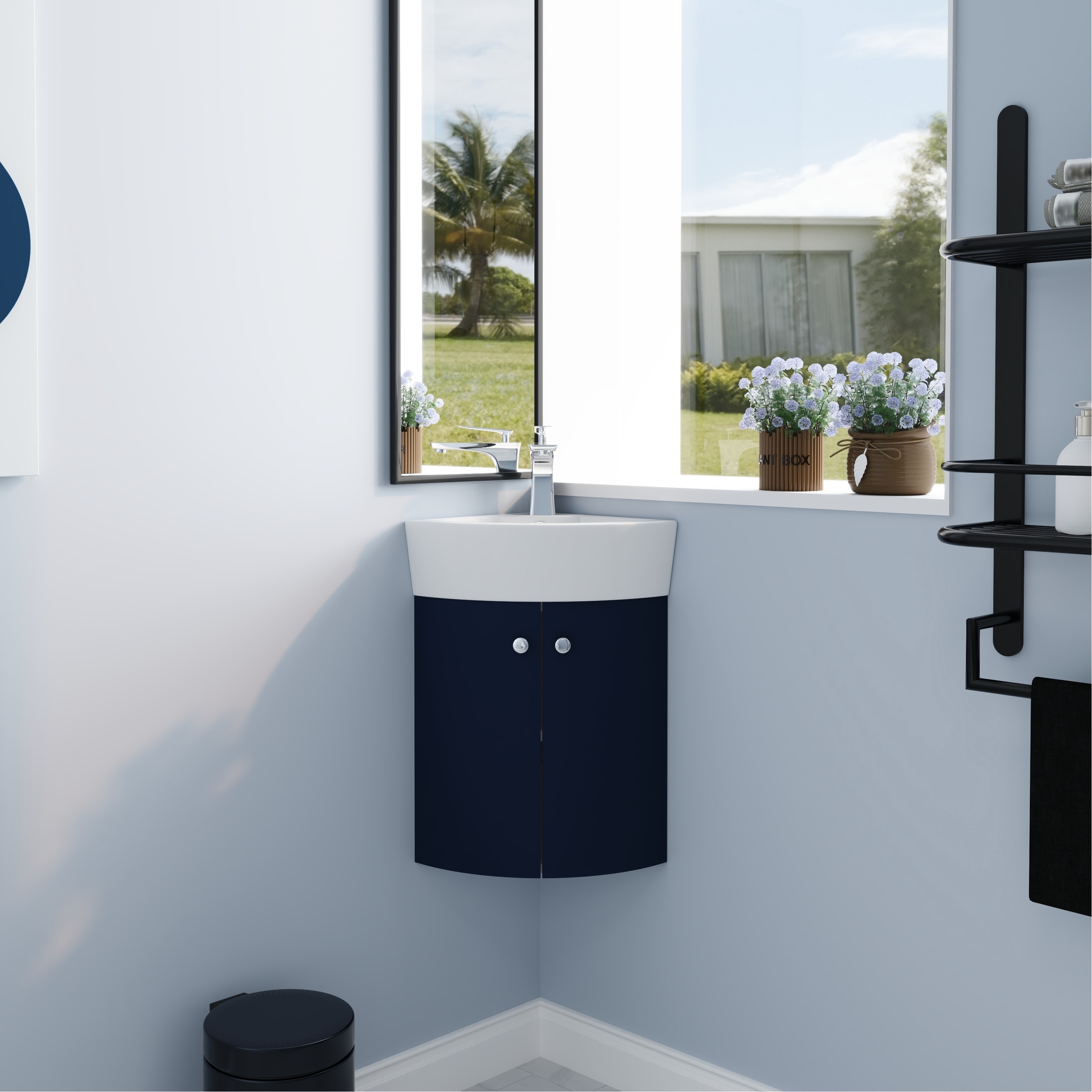 Corner bathroom vanity mirror sales