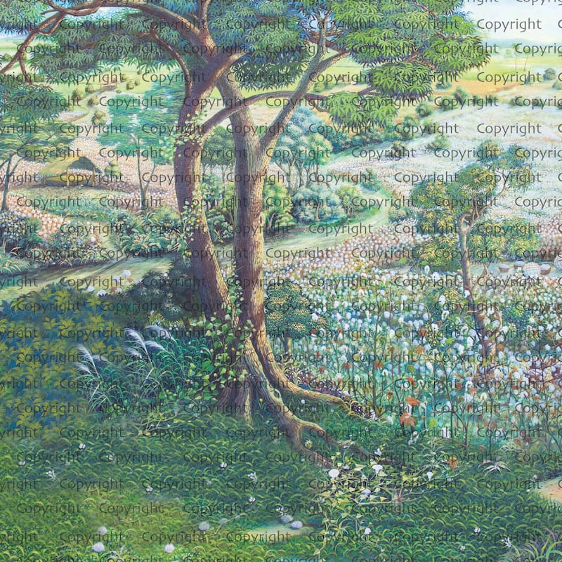 Serene Countryside Blooming Wildflowers Wallpaper Mural - Green - W:225" x H:118"