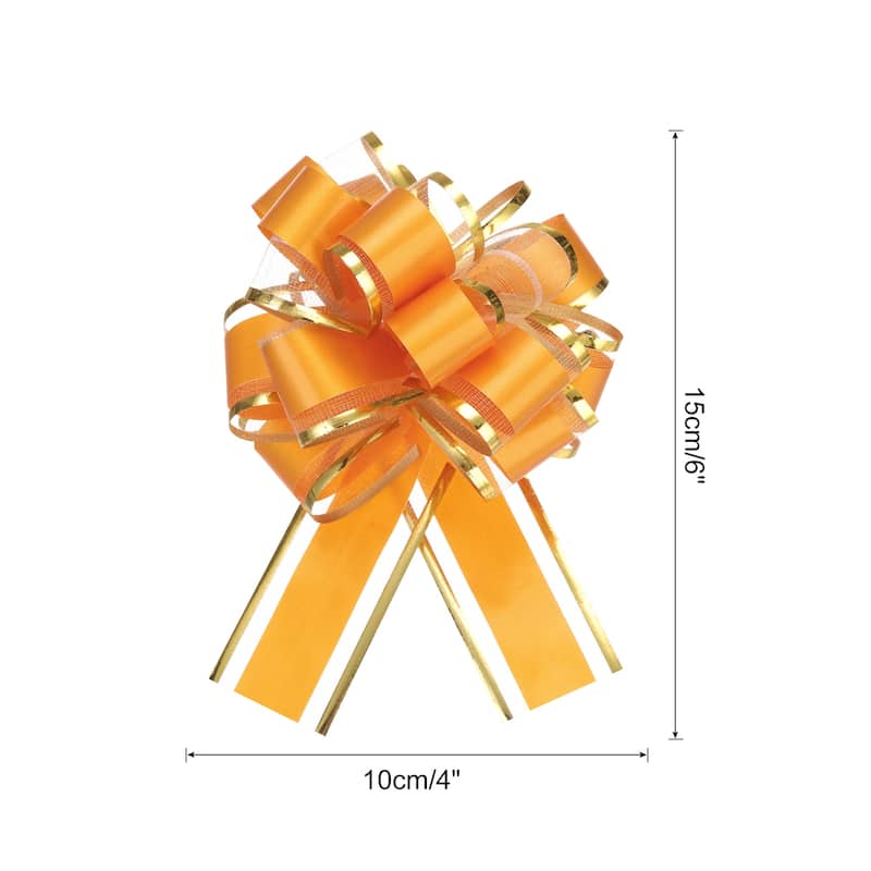 10pcs 6" Large Pull Bow Organza Gift Wrapping Bows Ribbon for Wedding - Light Orange - 4 Inch