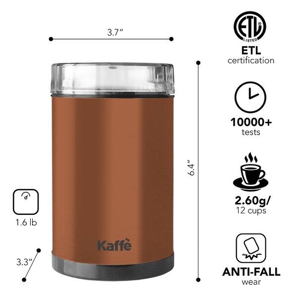 dimension image slide 2 of 3, Electric Coffee Grinder by Kaffe, 3oz - On/Off Button. Brush Included