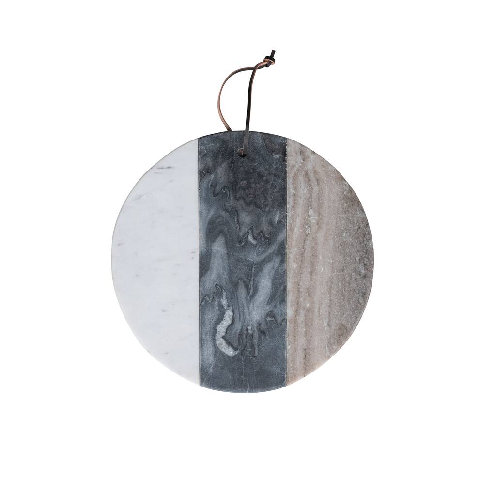 Marble Cheese Slicer and Cutting Board with Sturdy Leather Tie - 12.0"L x 12.0"W x 0.5"H