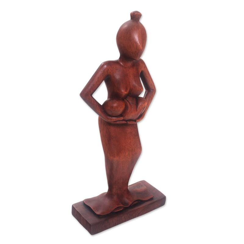 Novica Handmade Adoring Mother Wood Statuette