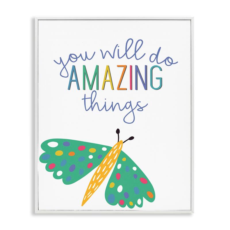 Stupell Amazing Things with Dragonfly Framed Giclee Art Design By Kim Allen - 16 x 20 - White