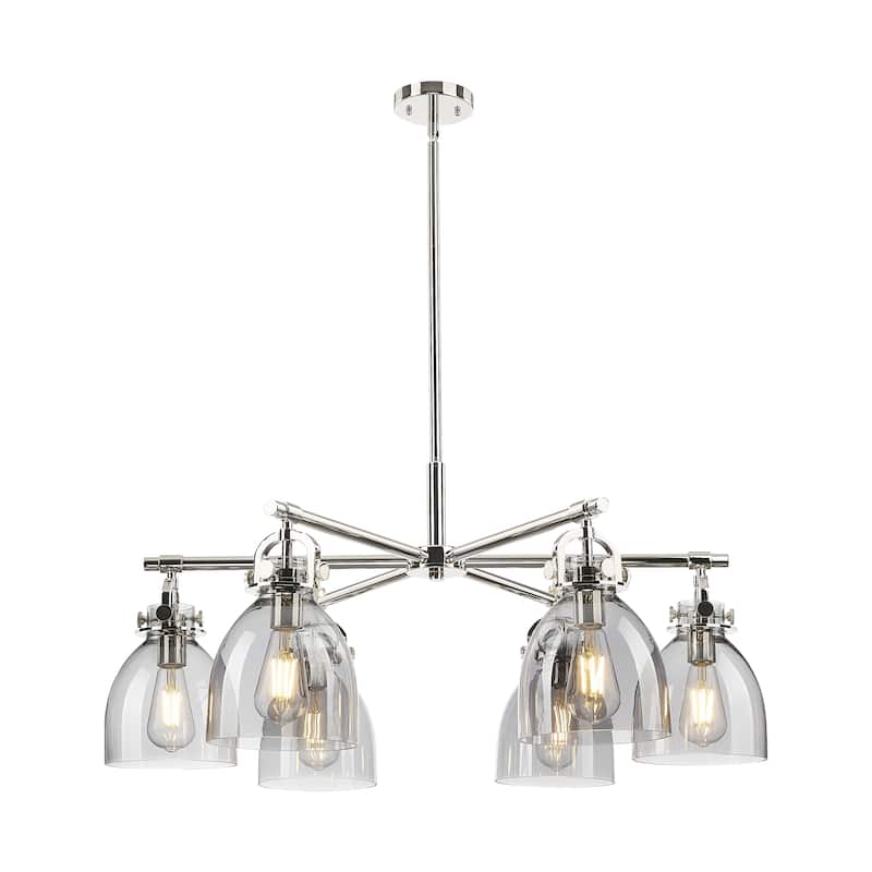 Innovations Lighting Downtown Urban - Newton Bell - 6 Light 26" Stem Hung Arched-Frame Chandelier