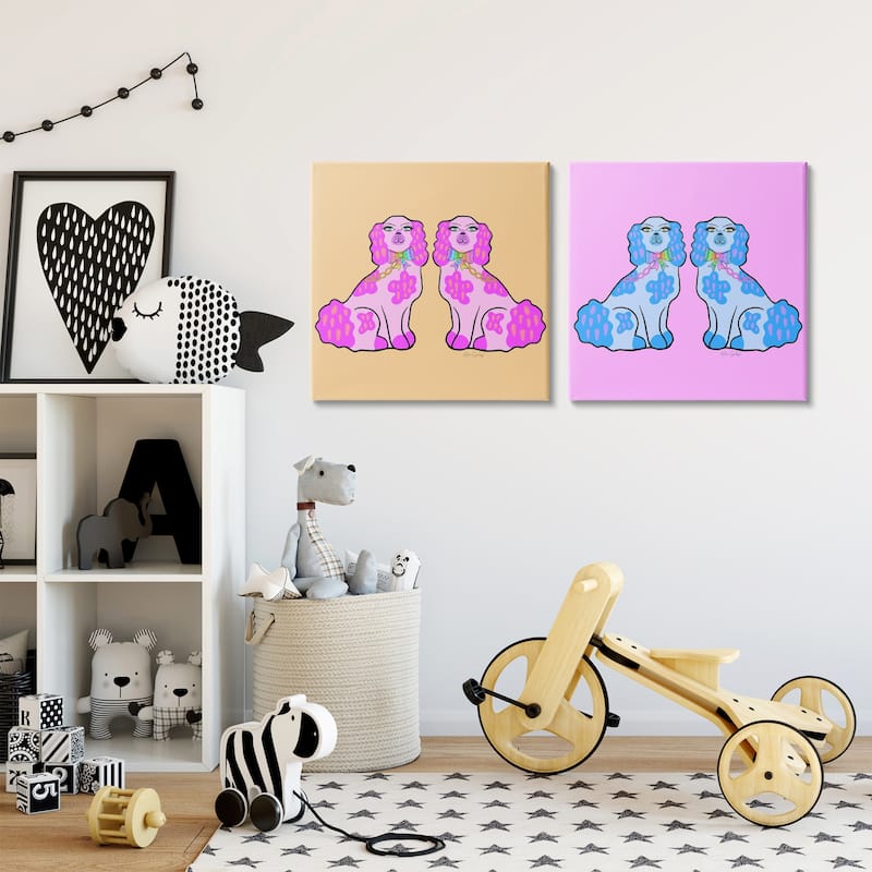 Stupell Brightly Colored Posh Pooches Canvas Wall Art Design By Katie Conley (Set of 2)