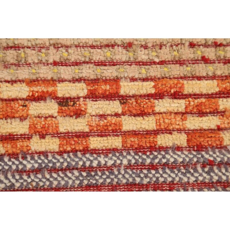 Striped Gabbeh Kashkoli Oriental Wool Area Rug Handmade Foyer Carpet - 3'3" x 4'9"