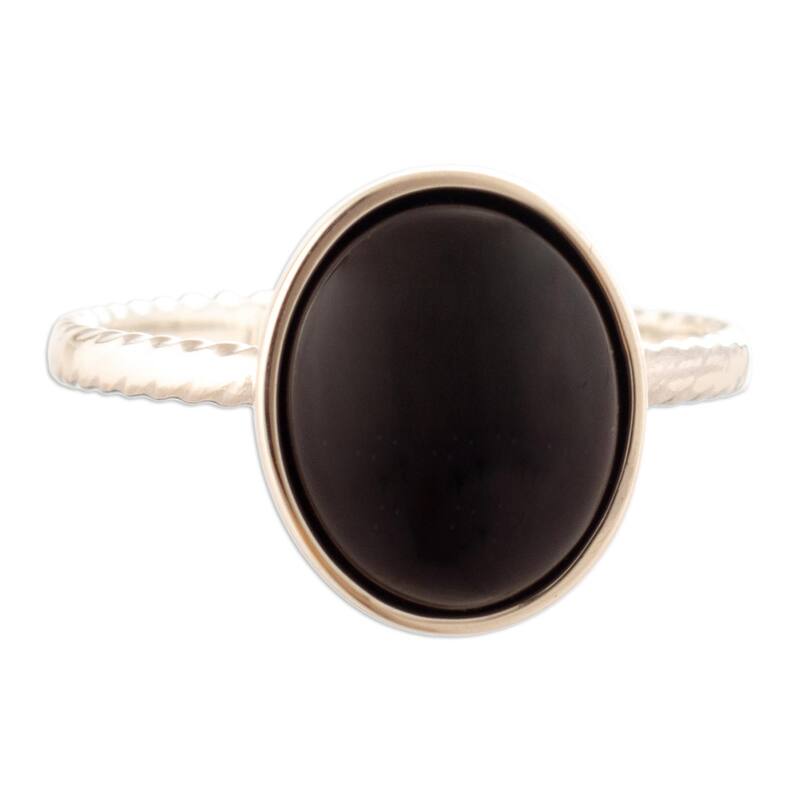 Novica Handmade Courage Amulet Onyx Cocktail Ring