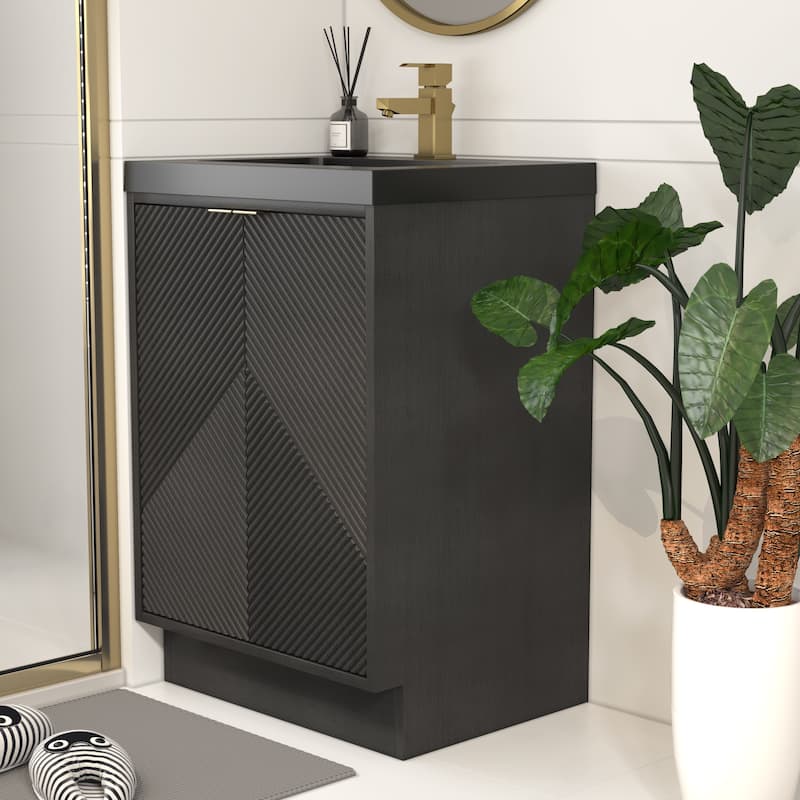 Milano 24" Freestanding Bathroom Vanity with Black Acrylic Sink