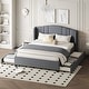 preview thumbnail 11 of 16, Upholstered Platform Bed with Wingback Headboard and 4 Drawers, No Box Spring Needed, Linen Fabric, Queen Size Pink