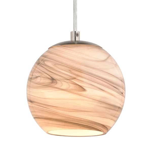 slide 2 of 11, Vaxcel Lighting P0407 Milano 6" Wide Mini Pendant with Marble Glass Satin Nickel