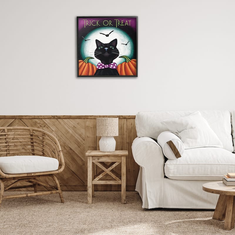 Stupell Trick Or Treat Cat Framed Giclee Art Design By Elizabeth Tyndall