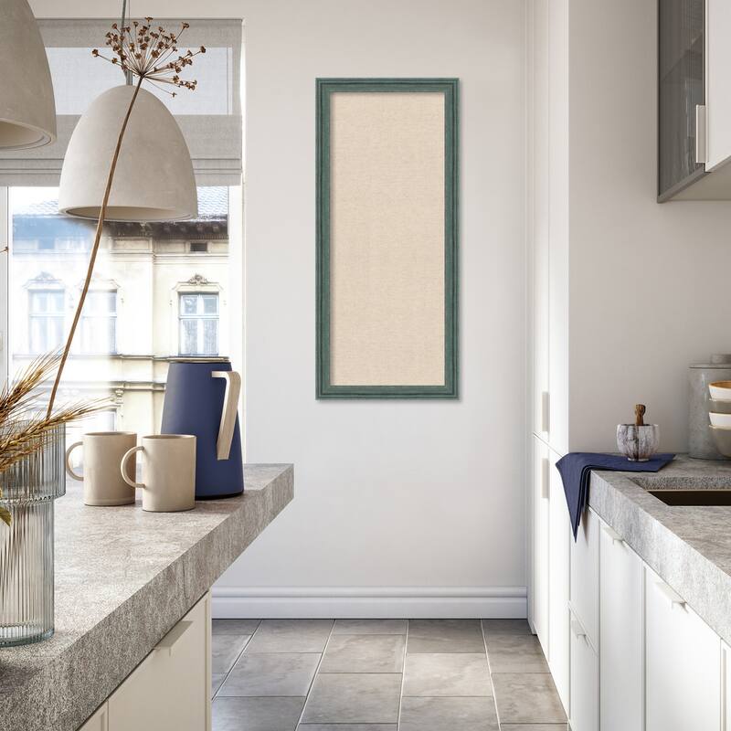 Amanti Art Framed Fabric Pinboard Natural Linen Printed Bulletin Board