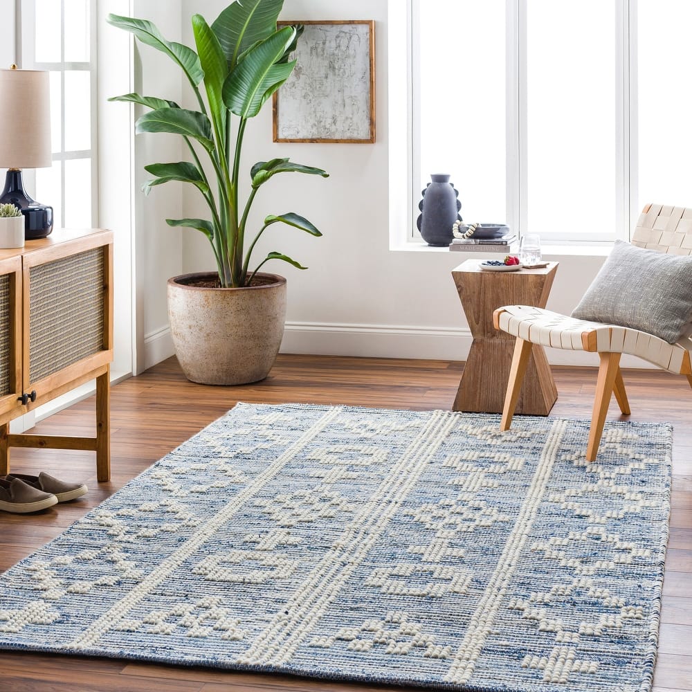Saredon Handmade Farmhouse Cotton & Wool Area Rug