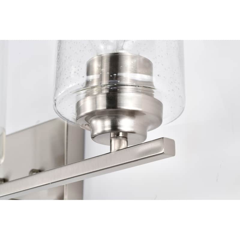 Brushed Nickel 3-Light Vanity Lights with Seedy Glass Shades