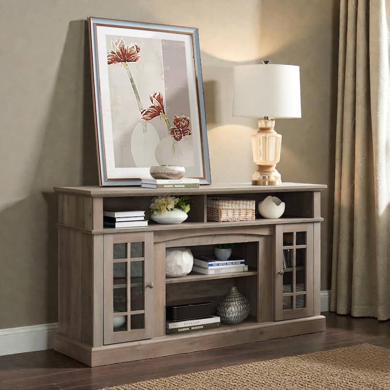 58.25" Classic Espresso TV Stand for 65" TV, Modern Entertainment Console with Open & Closed Storage and Cable Management