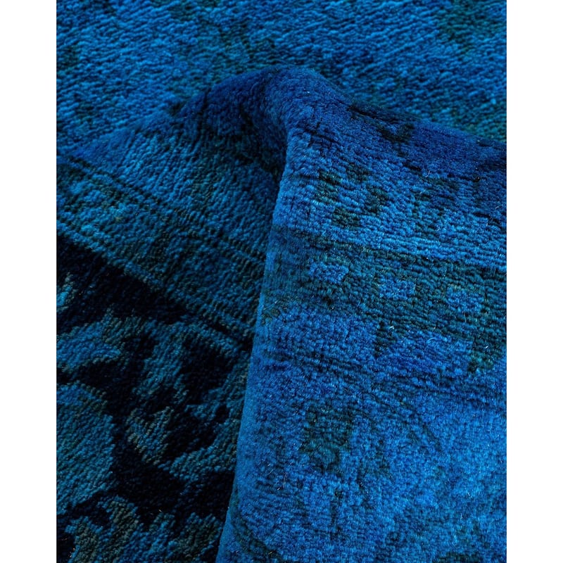 Vibrance One-of-a-Kind Hand-Knotted Runner Rug - Blue, 3' 2" x 11' 10" - 3' 2" x 11' 10"