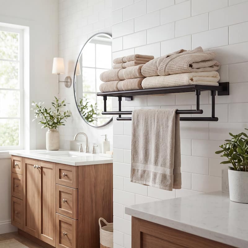 WOWOW Two Towel Holders Wall mounted Towel Rack