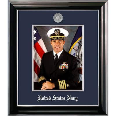 Patriot Frames Navy 8x10 Portrait Classic Black Frame with Silver Medallion