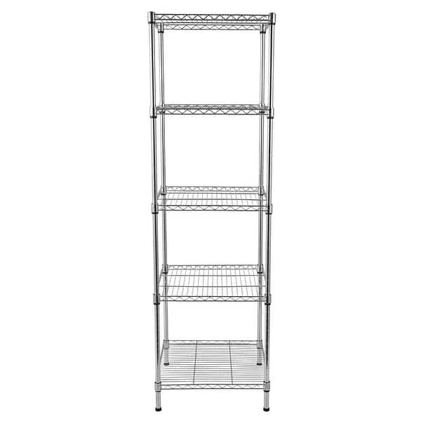 5 Tier Storage Shelving Rack Kitchen Metal Organizer Wire Rack On Sale Overstock 31508986 Silver