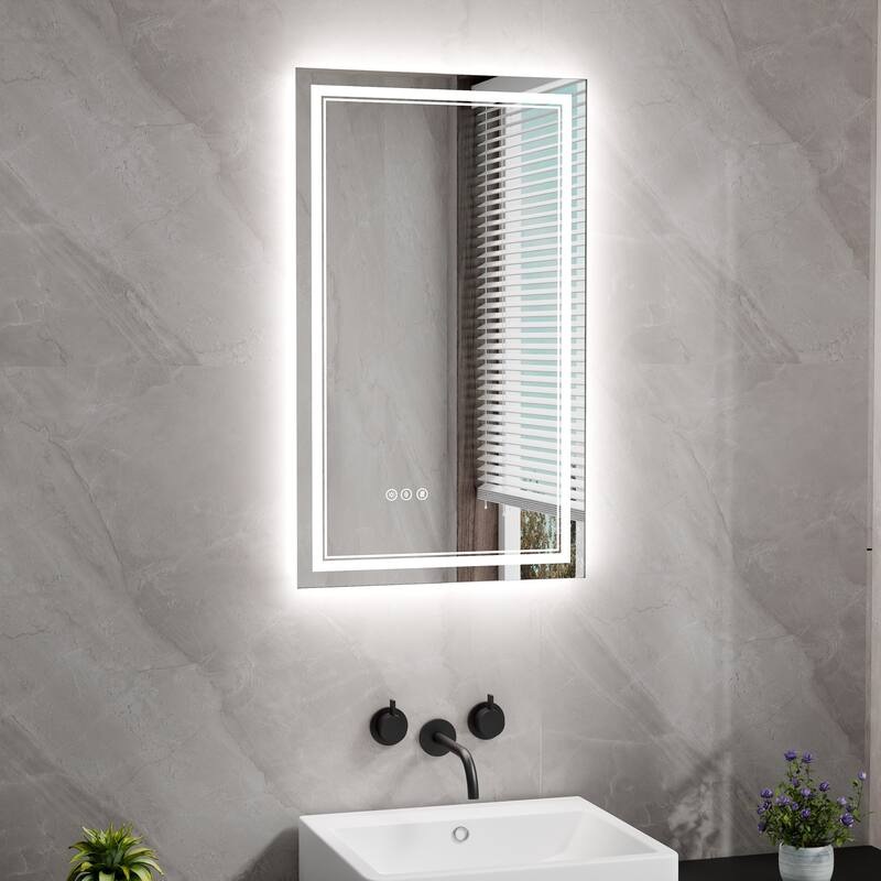 Modland Small Size LED Bathroom Mirror Back & Front Lighted Anti-Fog - 24x40