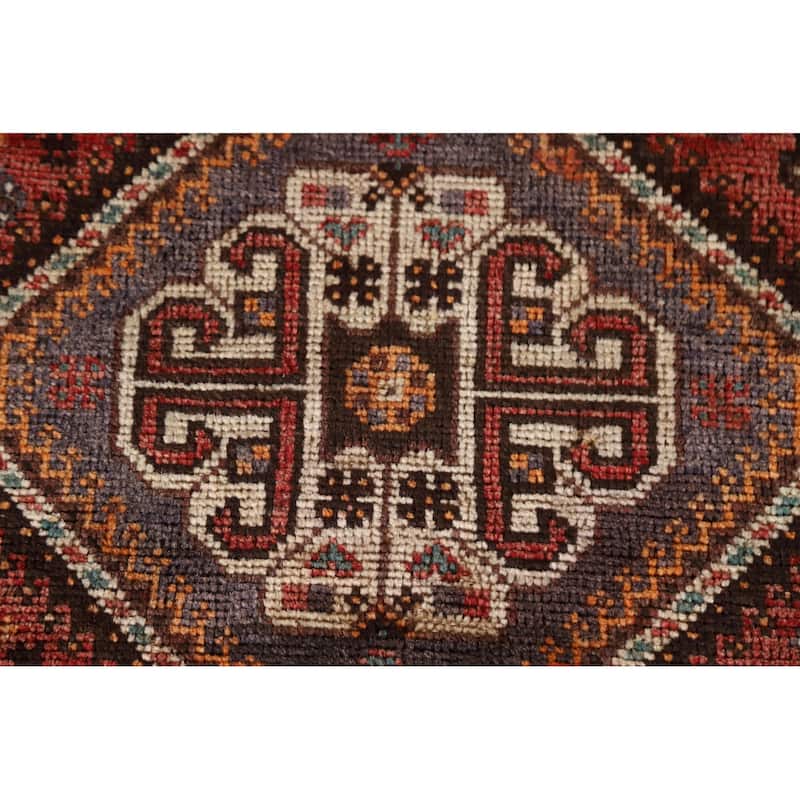 Tribal Pink Qashqai Persian Vintage Area Rug Handmade Wool Carpet - 5'4"x 8'6"