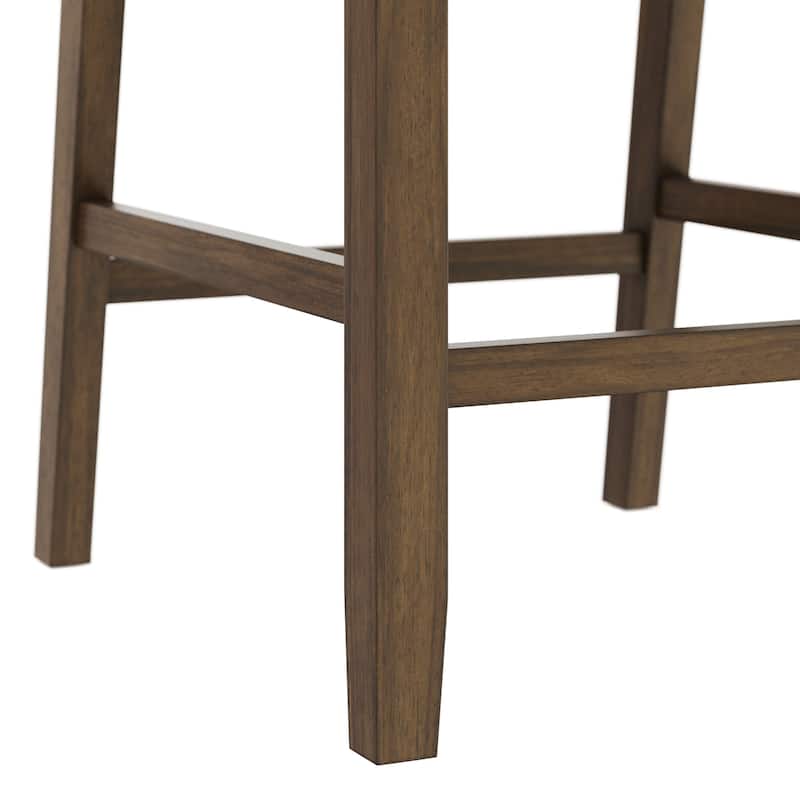 Nathan James Linus Modern Upholstered Bar Stool with Back and Solid Rubberwood Legs