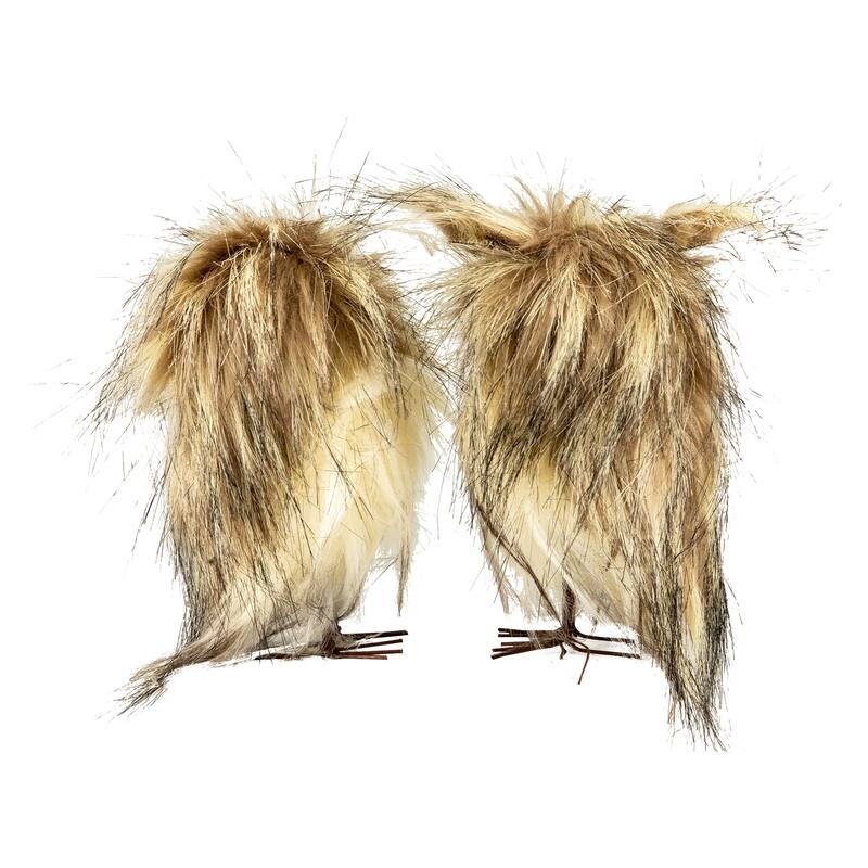 Set of 2 Brown and Ivory Owls Figures