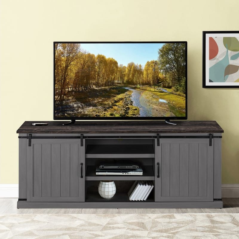 68 inch Rustic Barn Door TV Stand for TVs up to 75 Inches