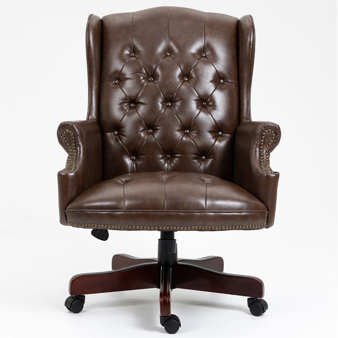 Executive PU Leather Tilt Swivel Office Chair, Ergonomic Reclining Comfortable Desk Chair