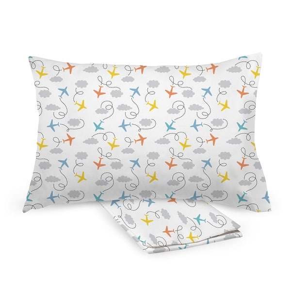 slide 2 of 44, BreathableBaby Cotton Percale Pillowcase, For 13" x 18"/33 x 46 cm Toddler Pillow, Prints (2-Pack) Airplanes