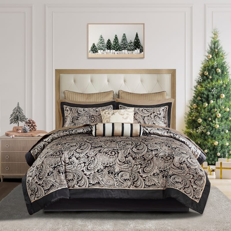 Madison Park Aubrey 6 Piece Jacquard Quilt Set with Throw Pillows - Queen