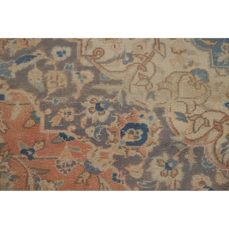 Hand Knotted Oriental 100% Wool Carpet Traditional Floral Oranges & Rust Mashad Area Rug - 10' 2'' X 6' 9''