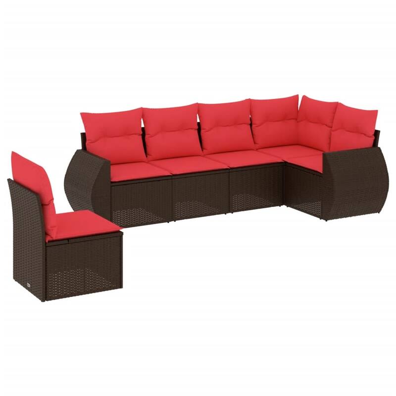 vidaXL Patio Sofa Set with Cushions Outdoor Conversation Furniture Poly Rattan - 24.4 x 24.4 x 27.2