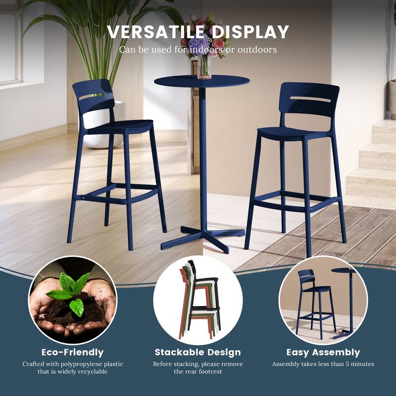 Frond and Form 29.5 Inch Outdoor Bar Stool (Set of 2)