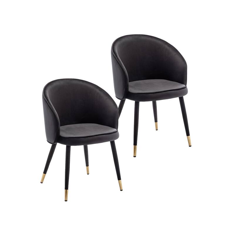 Porthos Home Pru Velvet Dining Chairs with Gold Trim, Set of 2