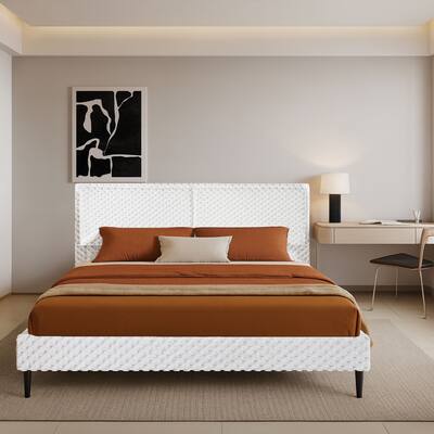Modern Polyester Upholstered Platform Bed - No Box Spring Needed