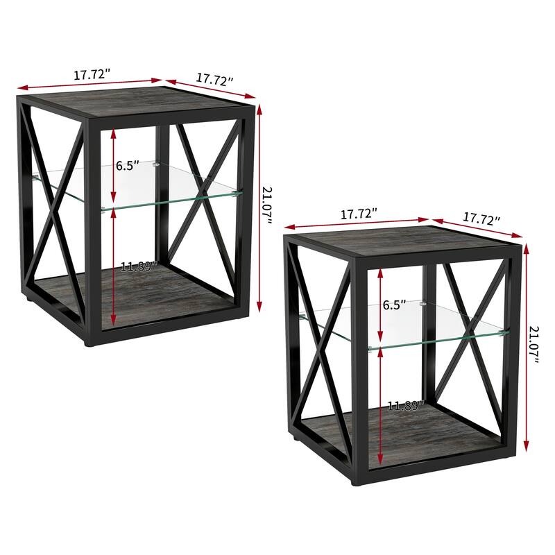 Set of 2 Modern End Table Nightstand for Bedroom Living Room - N/A
