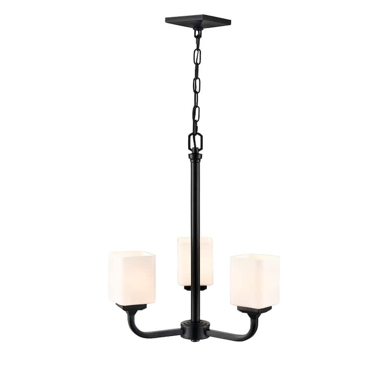 Millennium Lighting Eddison 3 Light Chandelier in Matte Black with frosted Glass Shades